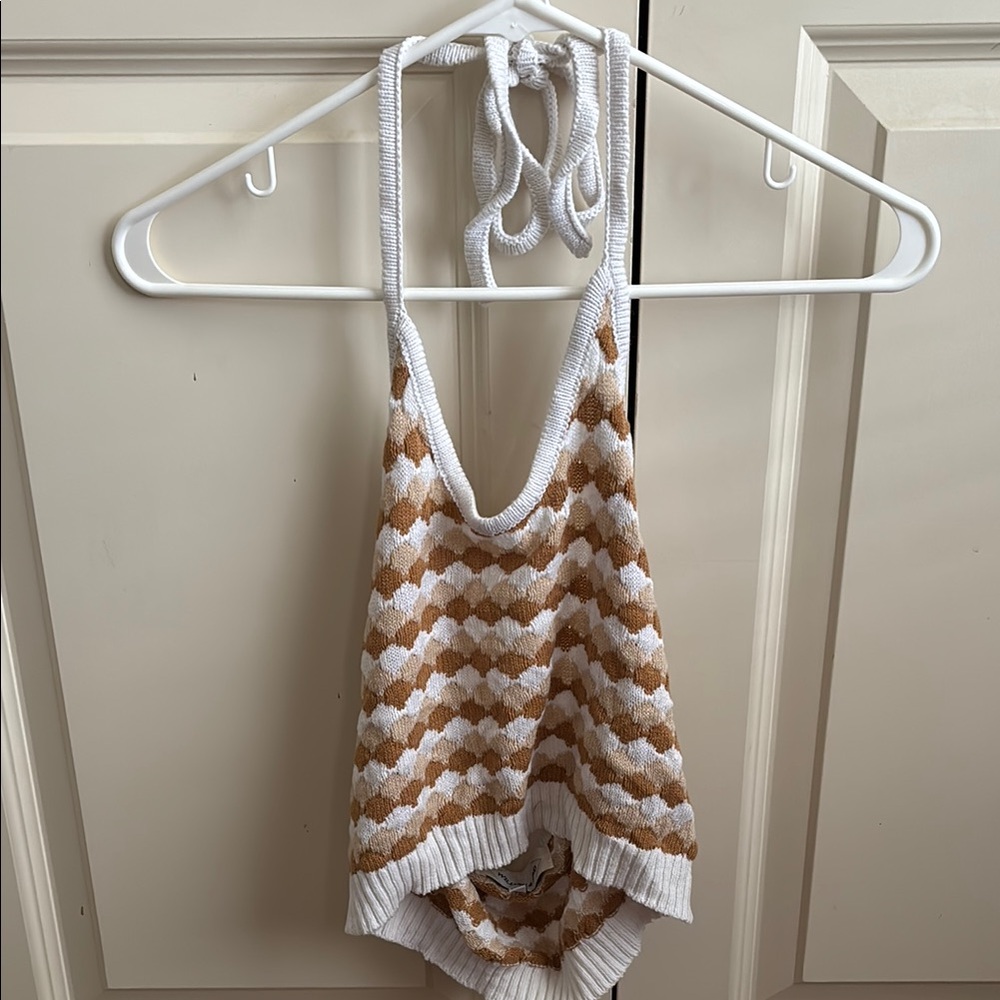 Willow & Wind Tan and Cream Knit Top